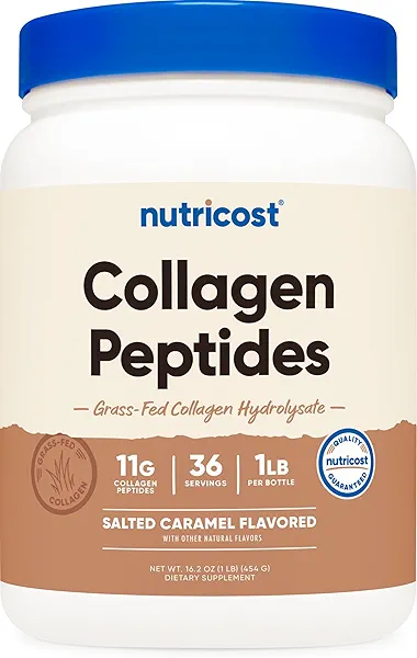 Nutricost Collagen Peptides Powder 1LB (454 G) (Salted Caramel) - Grass Fed Bovine Collagen Hydrolysate