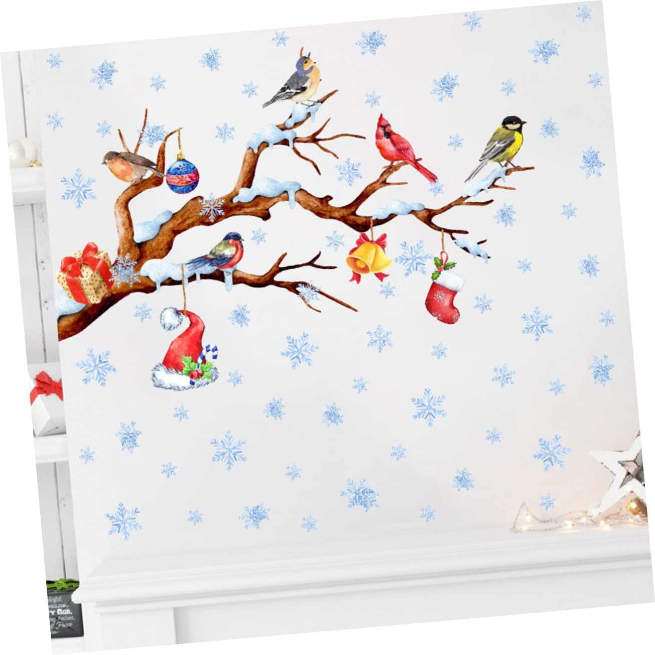 5 Hojas De Navidad Pegatinas En Las Ventana Decoración De Copos De Nieve Ventana Se Aferra De Nieve Pegatinas En Las Ventana De Dibujos Animados Vivero Etiqueta Navidad Alipis
