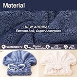 Jseng 2PC Microfiber Hair Drying Caps, Extrame Soft & Ultra Absorbent, Fast Drying Hair Turban Wrap Towels Shower Cap for Girls and Women - Image 5