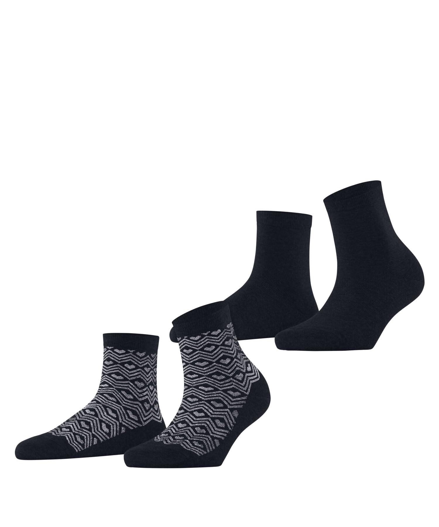 ESPRIT Women's Heart Pattern Multipack W Sso Cotton Patterned 2 Pairs Socks, Blue Marine 0040, 5.5-8
