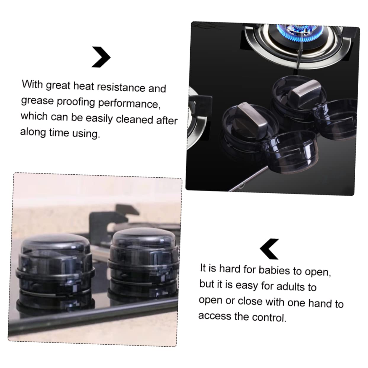 Vaguelly 4Pcs Gas Stove Knob Covers Childproof Protective Caps for Home Safety Heat Resistant Easy Clean Prevent Accidental Gas Activation for Pets