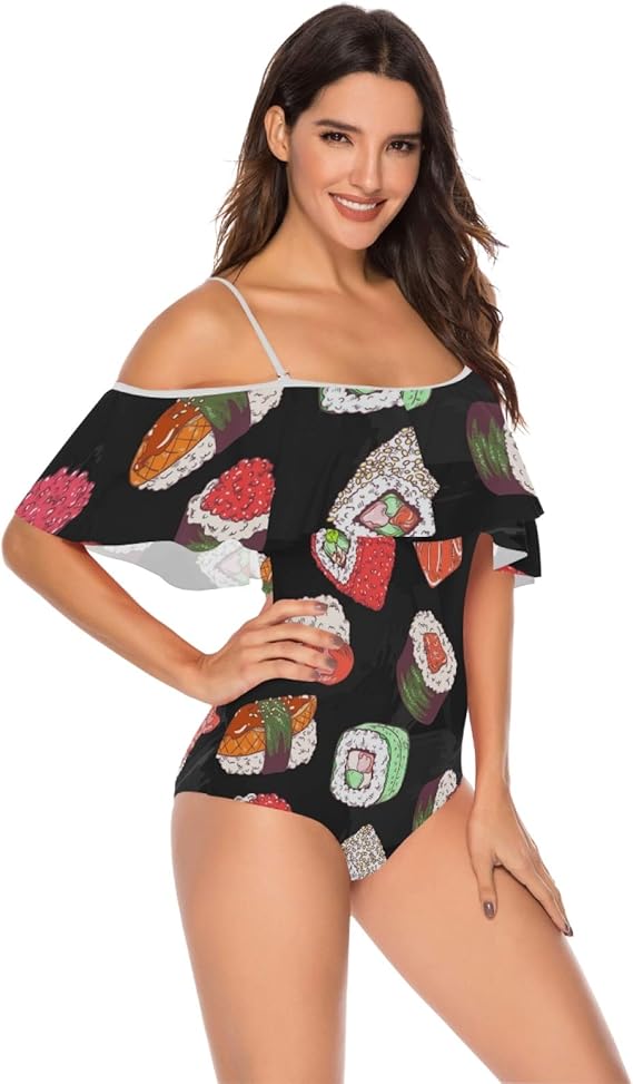 Amazon 女性用水着ワンピース水着ファルバラトップハイウエストボトムビキニセット 寿司 ワンピース 通販