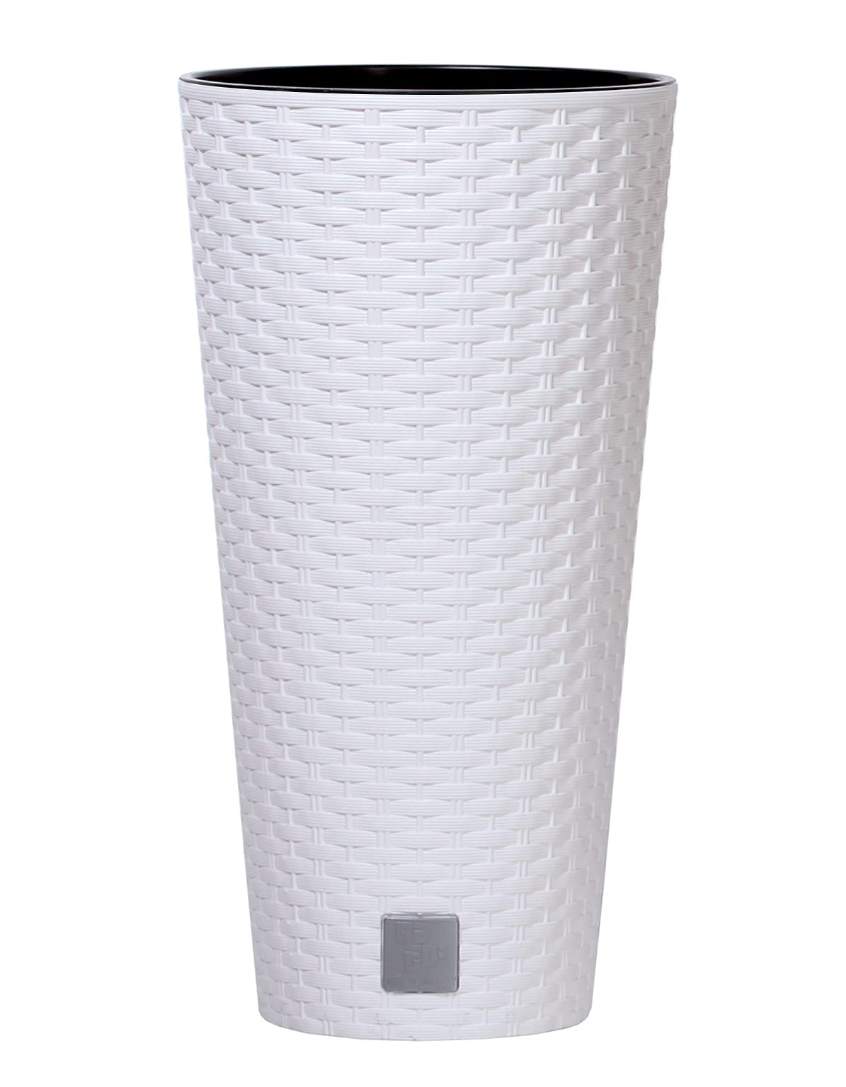 URBNLIVING Round Rattan Elegant Tall Large Plant Pot Flower Indoor Outdoor Garden Planters (White, H 57.2cm x D 30cm)