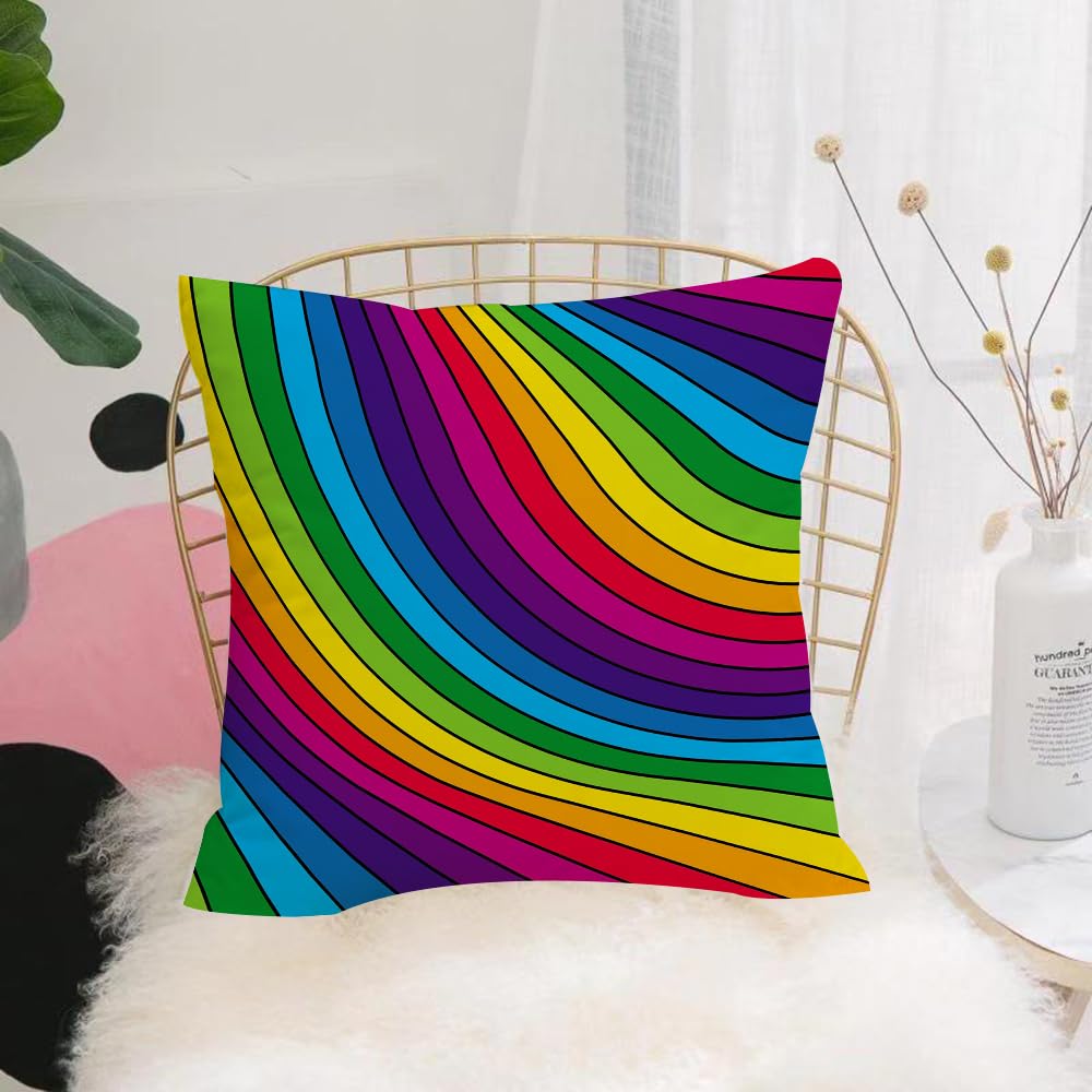 HYMSXW Cushion Cover,Throw Pillow Case Home Decorative for Living Room Bedroom Sofa Chair 20X20 Inch,depicting colorful rainbow stripes.,Pillowcase 50X50cm