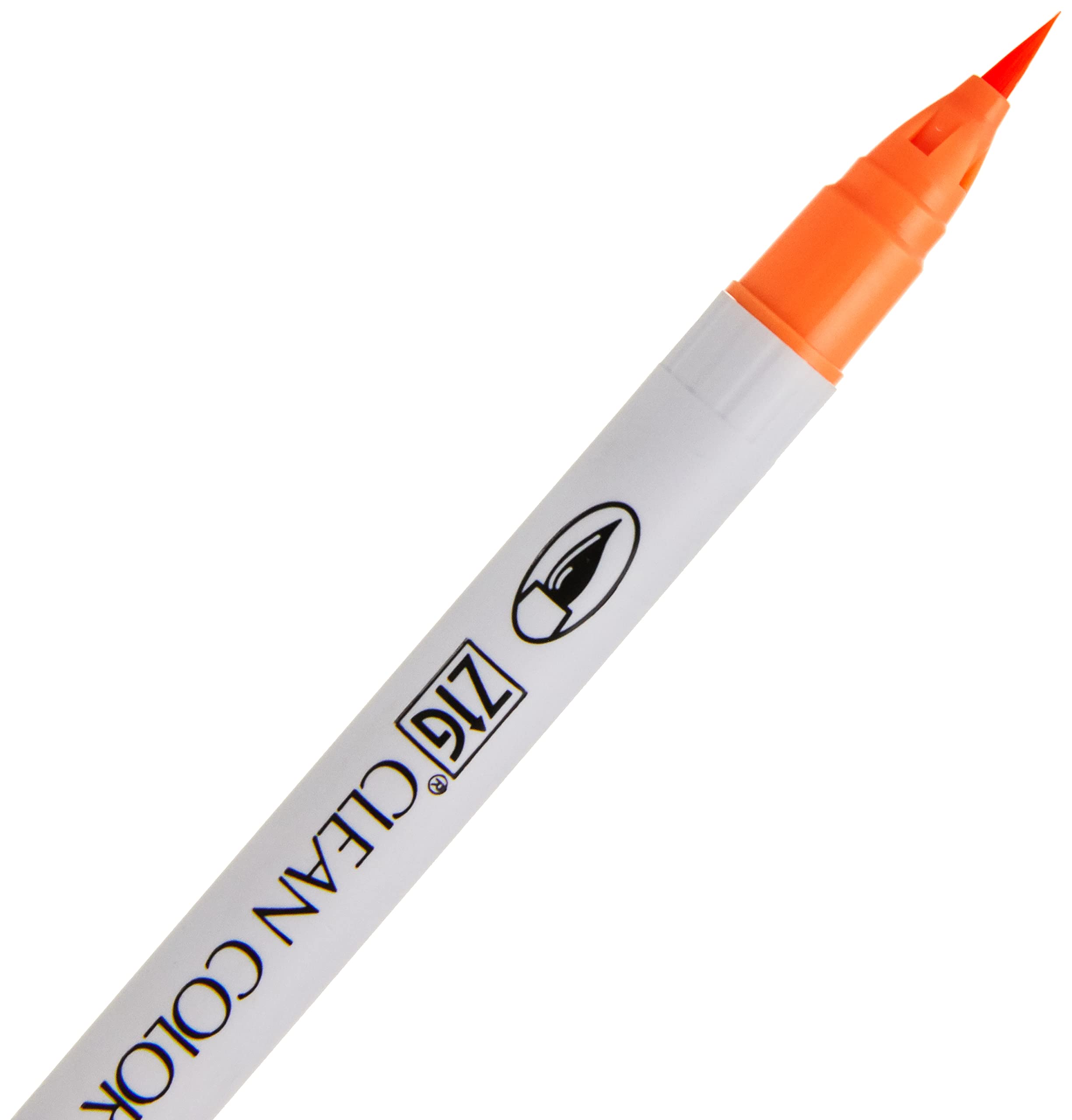 Kuretake ZIG Clean Color Real Brush Pen - Fluorescent Yellow Orange Ink For Art & Lettering
