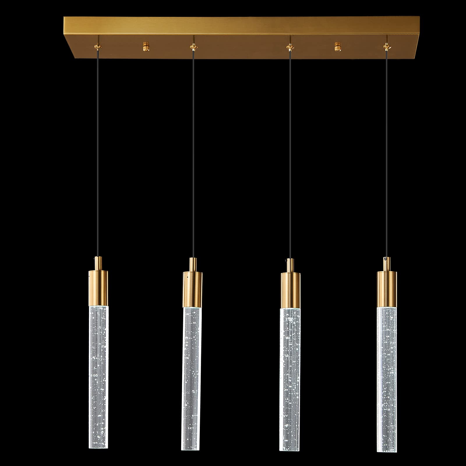 zhllmq Kitchen Island Lighting Modern Light Fixture Kitchen Island Pendant Light Dimmable LED Gold Brass Finish Mini Pendant Lighting Dinning Room Living Room Kitchen Pendant Lights(4-Light)