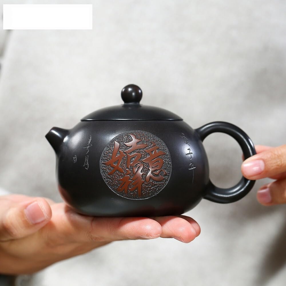 Teiere 210 ml Dipinto a Mano Fango Nero Xishi Teiera Yixing Viola Argilla Teiera Minerale Grezzo Zisha Bollitore Foro a Sfera Filtro Teaware Teiera
