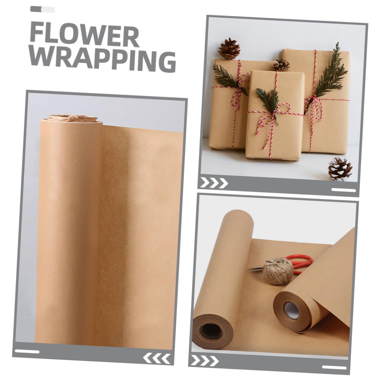 Papier D'emballage Brun pour Fleurs, 1 Rouleau en Pâte de Bois