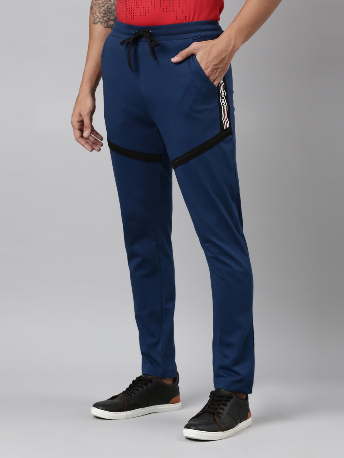 Dixcy Scott Maximus Printed Drawstring High Rise Straight Full Length Track Pant- Marvin Track(Blue Opal)-L 4