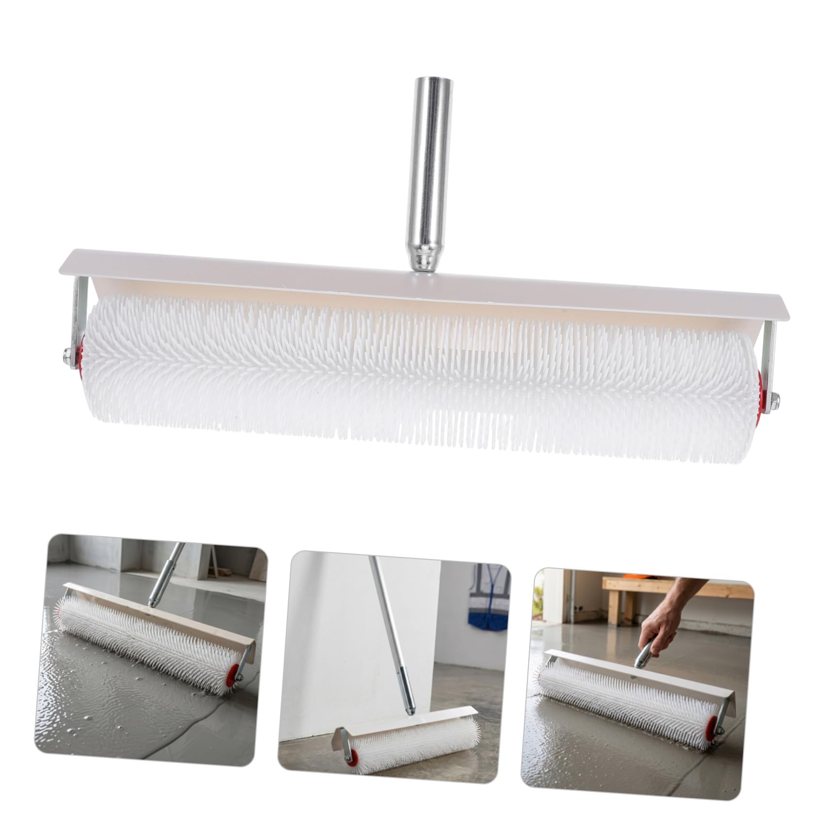Hemobllo Rodillo Autonivelante de 20 Pulgadas con Púas de 28mm para Suelos | Protector contra Salpicaduras, Estructura Compacta y Mango Incluido, para Epoxi y Hormigón en Garajes