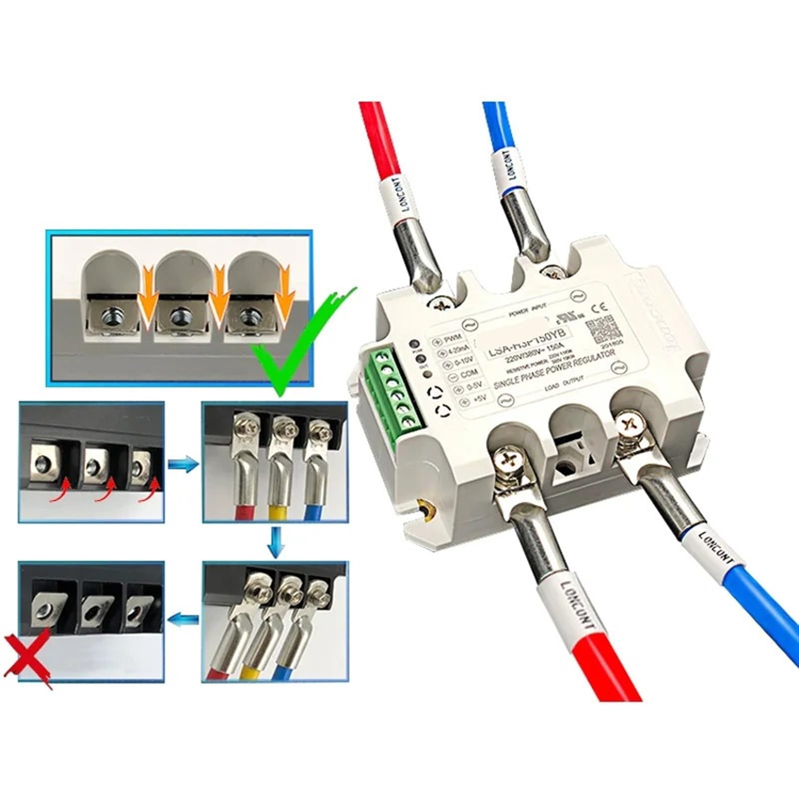 Módulo regulador de voltaje de CA monofásico totalmente aislado LSA-H3P15/40/50/70/9YB Regulador de potencia SCR Relé de estado sólido Ajuste de temperatura del calentador 1 pieza(H3P15YB)
