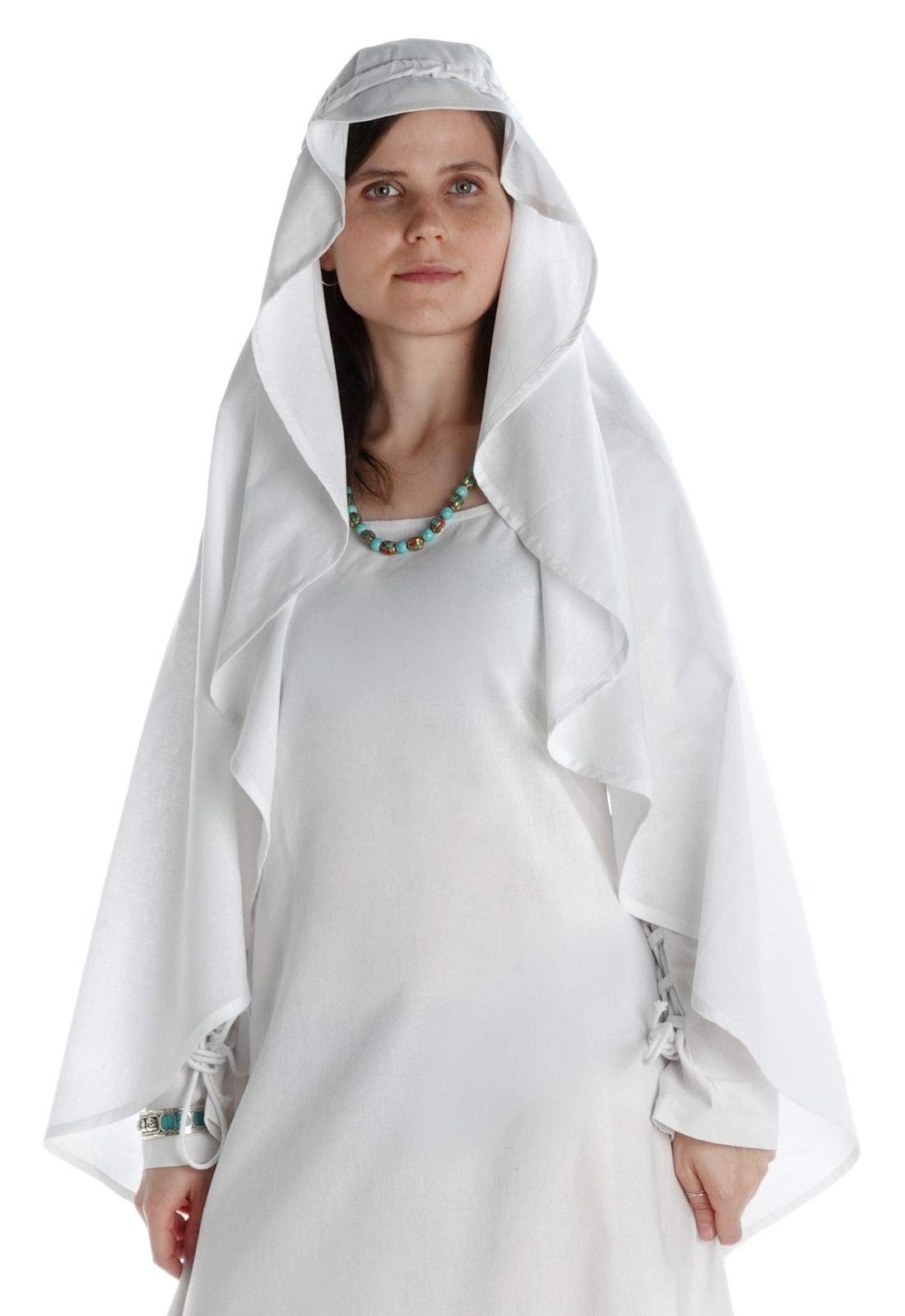 HEMAD Medieval Veil - Made of Cotton - White, Black - LARP - White - One size