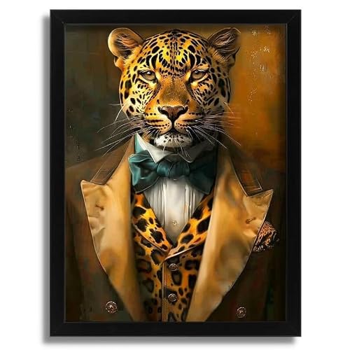 Vintage Leopard In A Suit Wall Art Print Costume Art Poster Leopard Print Gift Poster A5 - Wall Art Home Decor Movie Poster Canvas Film Cinema Retro Vintage Cult Classic Nostargic Saga Modern reprint