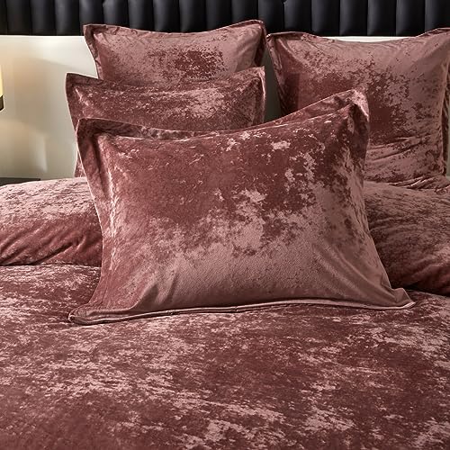 Ivellow Crushed Velvet Comforter Set King, Lightweight Comforter Set, 5pcs Ultra Soft Breathable Pink Comforter Set, Luxury Cozy Flannel Comforter King Size (1 Comforter,2 Pillow Shams, 2 Euro Shams)