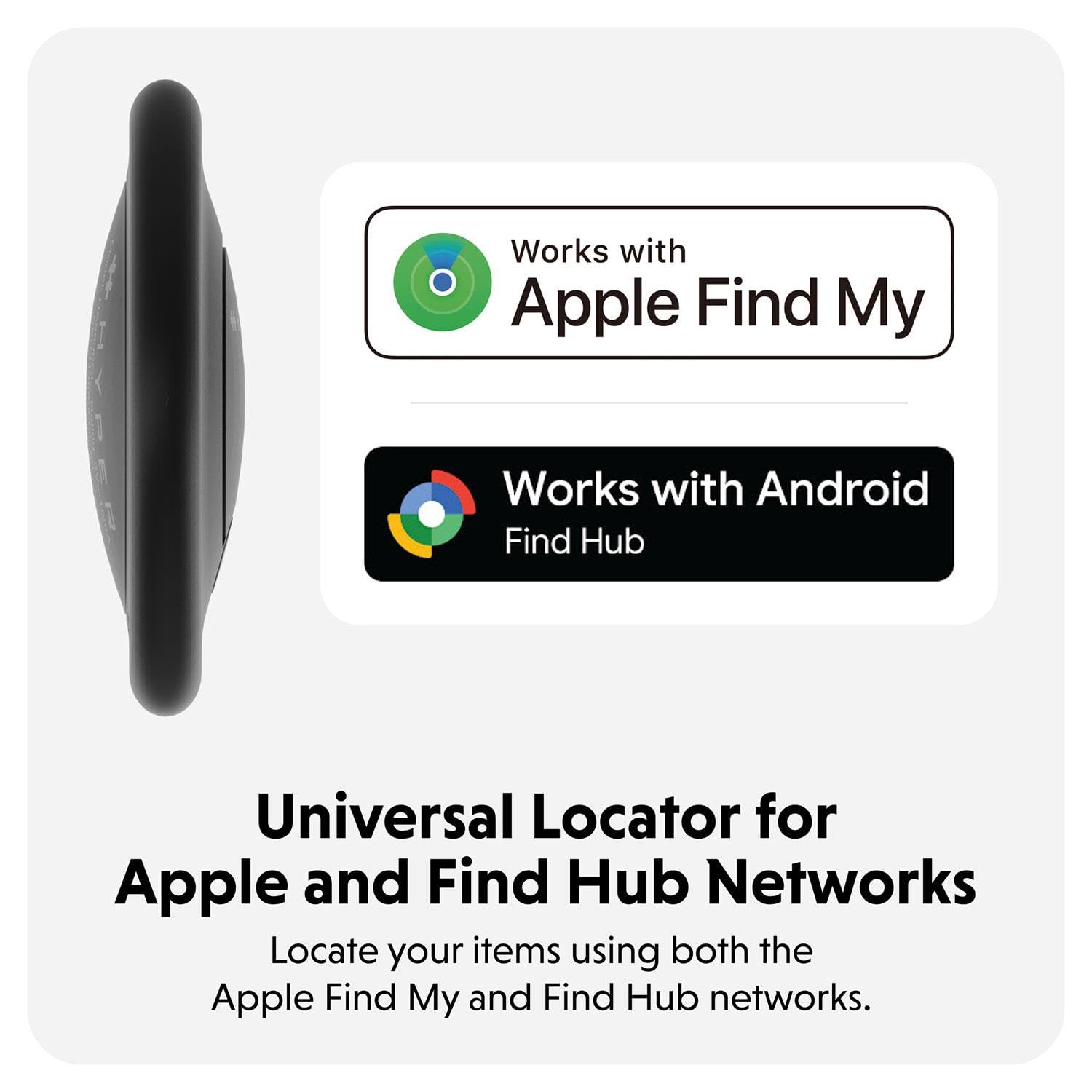 HYPER HyperShield - Rastreador de artículos Bluetooth universal | Encuentra mi localizador compatible para iOS y Android | Localizador de llaves, bolsa, equipaje y cartera con alerta de sonido