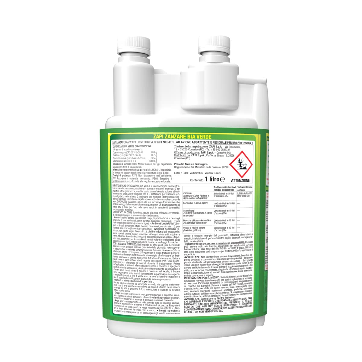Zapi Garden Bia Verde - Insetticida per Zanzare, Fino a 3 Settimane, Antizanzare Concentrato, Esterno Giardino, 1 litro - 2