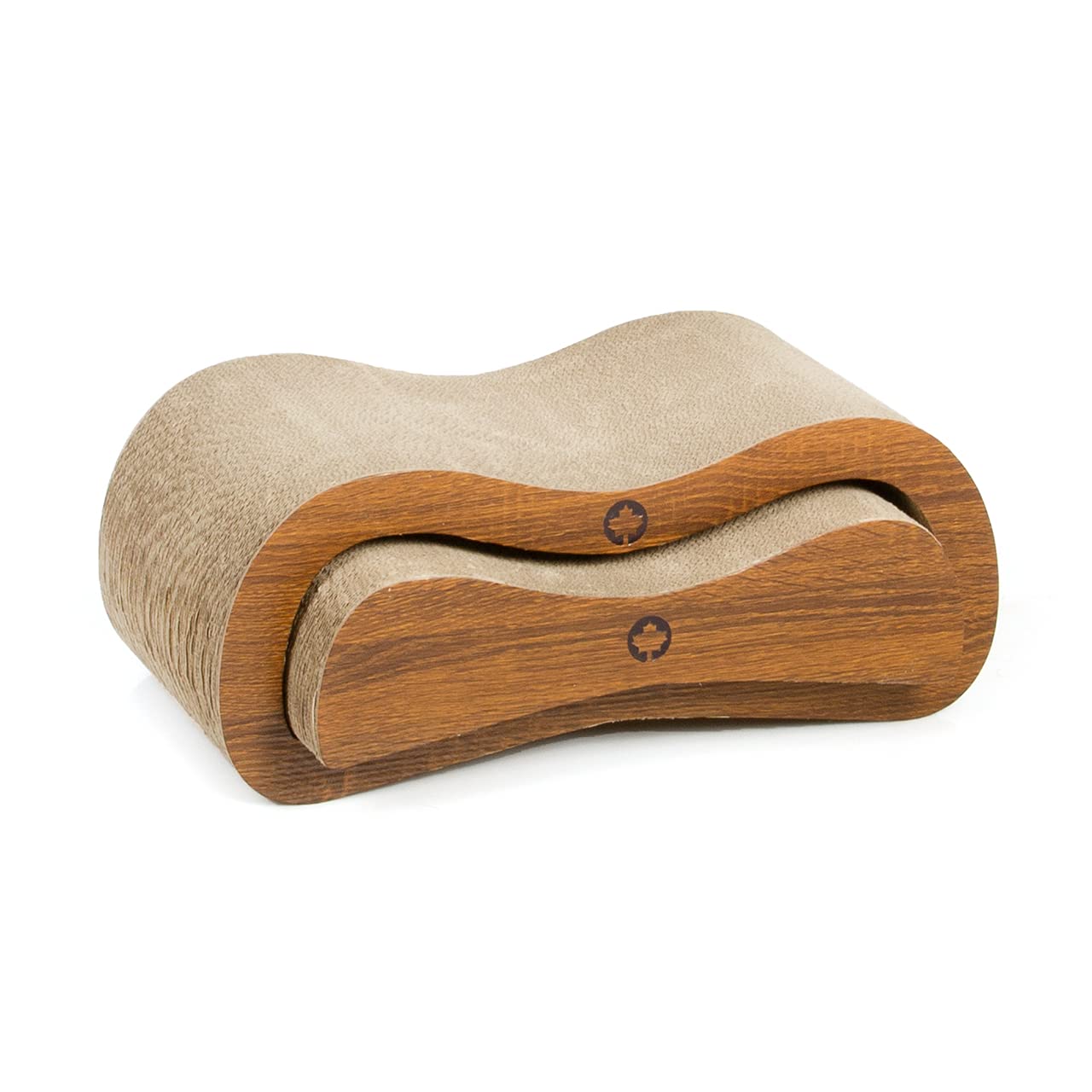 CanadianCat Company ® | Set di assi tiragraffi Orbit & Sella SMALL | Noce | con erba gatto | cartone di qualità | 2 mobili tiragraffi