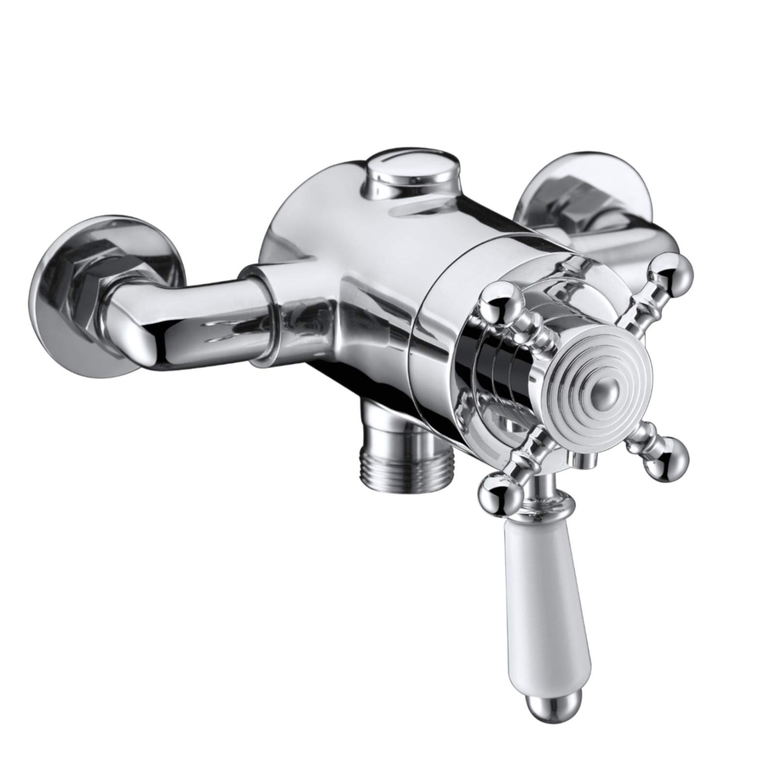 Enki Traditional Dulwich, T59, Thermostatic Shower Valve Concentric Top Or Bottom Outlet Cross Handle And Ceramic Lever