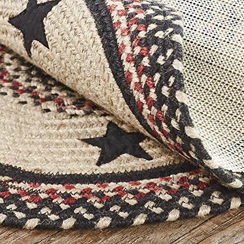 Vhc Brands 81655 Colonial Star, Braided Jute Rug, Non-Skid Pad, Door Mat, Oval thumb #4