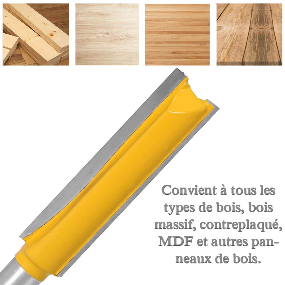 3pcs 8mm Flush Trim Router Bits Extra Long Mèches Carbide Router Bits à Bois Fraise à Menuiserie Outil de Woodworking Cutter Lame 50mm 63mm 76mm