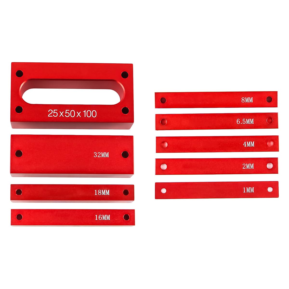 Lot de 9 Blocs de jauge de Hauteur pour Le Travail du Bois, Ensemble de Cales de Mesure pour scie à Table en Alliage d'aluminium, Blocs de Mesure pour Une Hauteur d'outil Rapide et précise