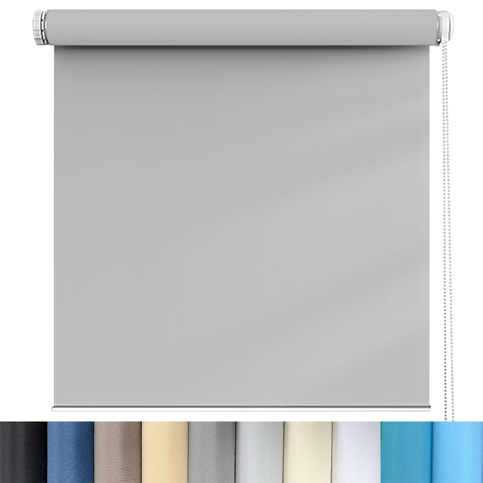 Rollo für Fenster Ohne Bohren 100 x 90 cm Sichtschutz und Sonnenschutz, Verdunklungsrollo Fensterrollo inkl. Zubehör für Türen und Fenster, Hellgrau