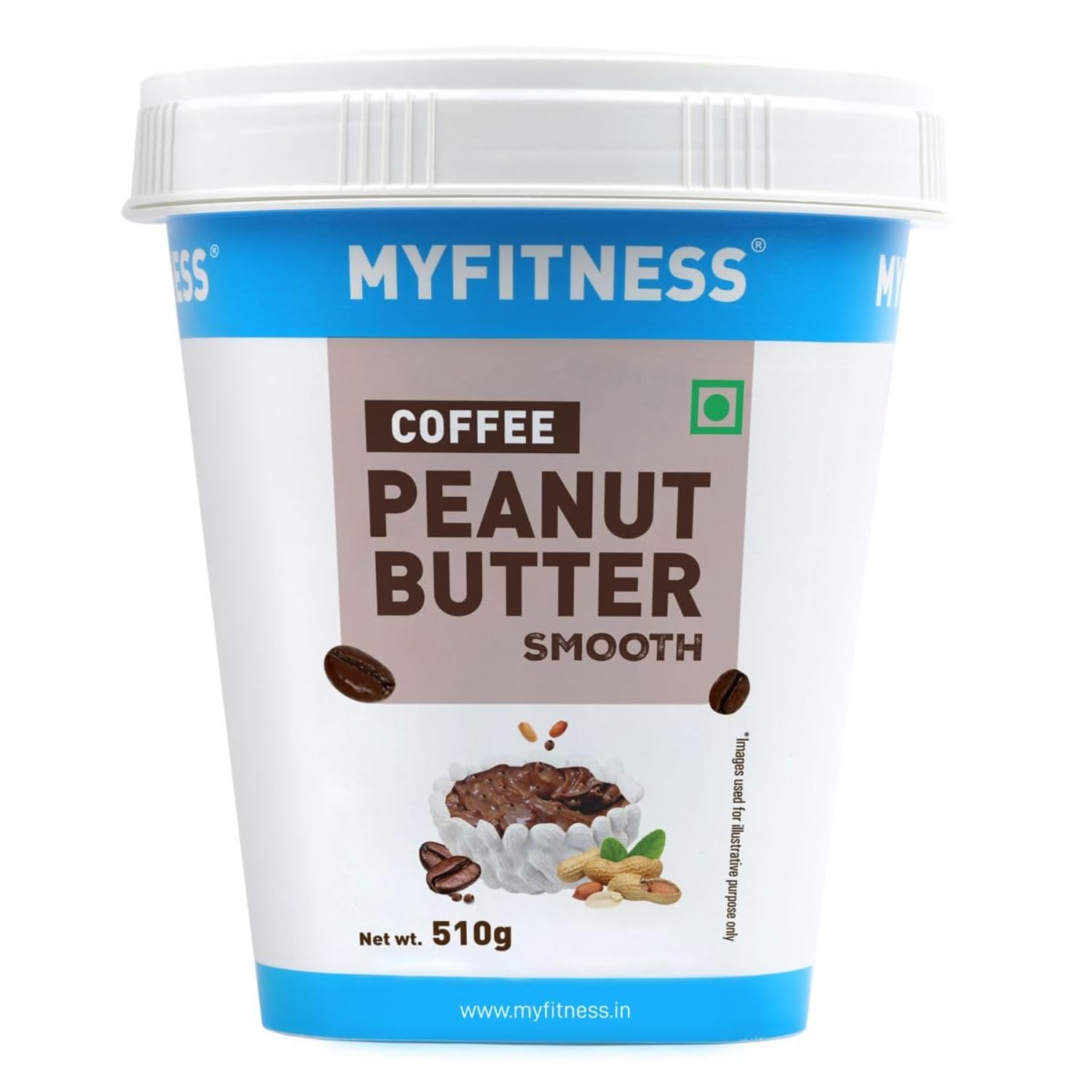 MYFITNESS Peanut Butter Coffee Smooth 510g | 26g Protein | Healthier & Tastier Nut Butter Spread for Morning Breakfast, Evening Snacks | Cholesterol Free | Zero Trans Fat | Creamy Peanut Butter