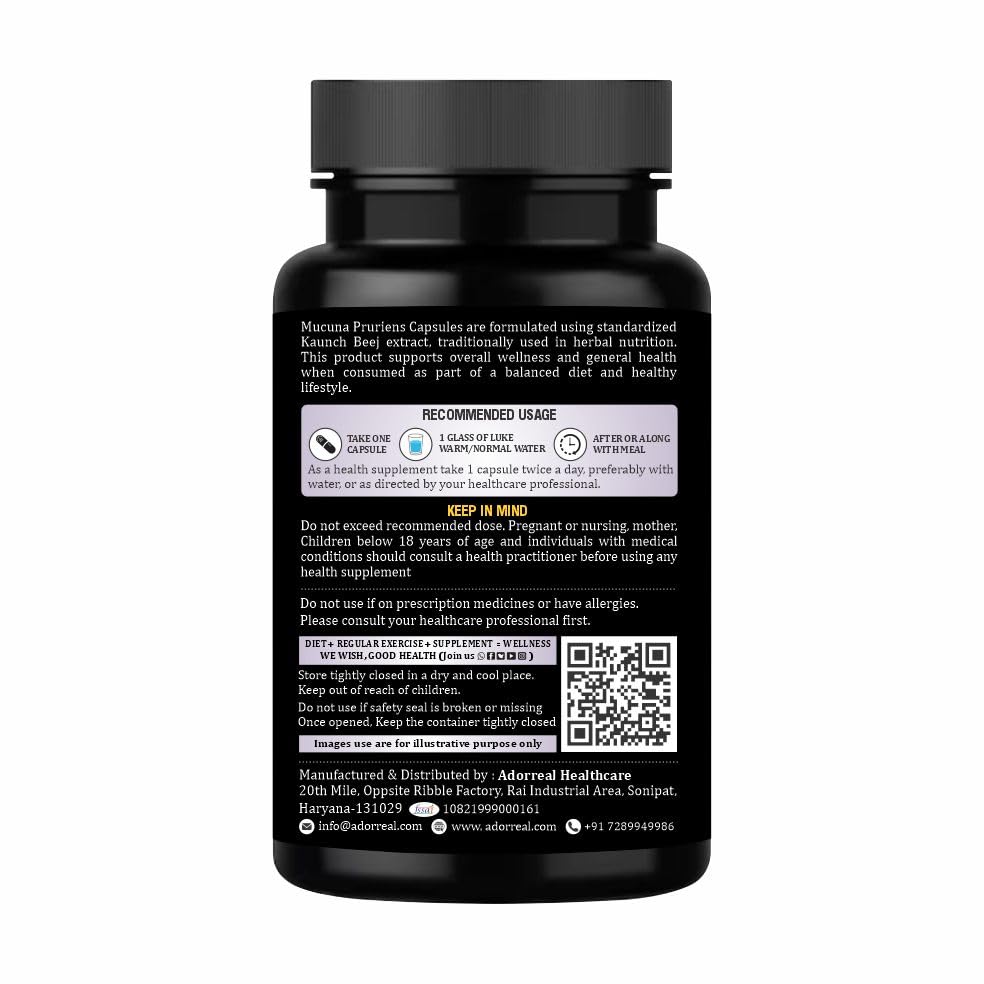 Adorreal Mucuna Pruriens Capsules | Herbal Nutritional Supplement | 60 Capsules 4