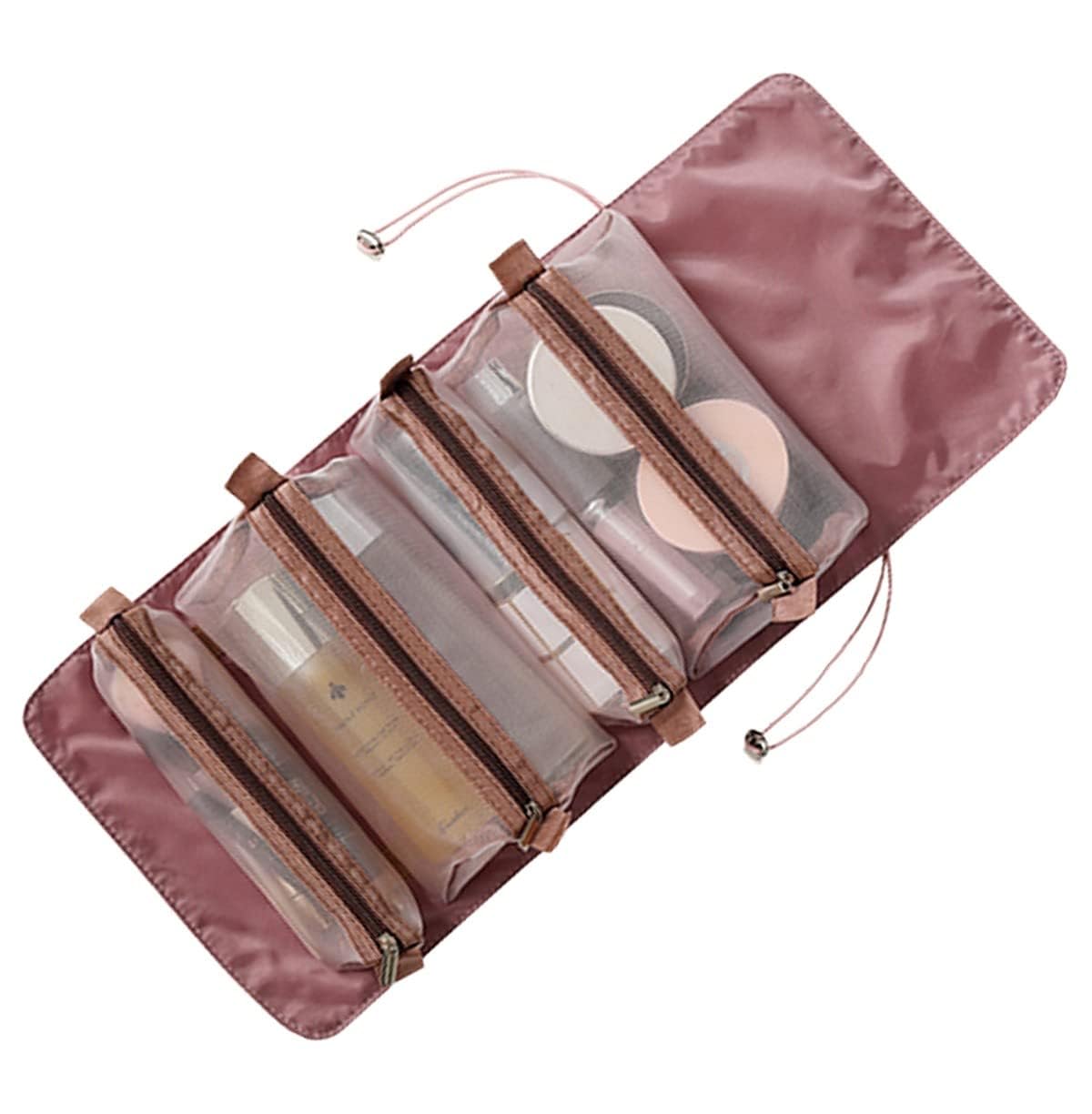 Roll-Up Cosmetic Bag with 4 Removable Pouches – Hanging Toiletry Organizer for Travel, Personal Care, Makeup, First Aid – Large Capacity Cosmetic Travel Case for Women & Men-image-33