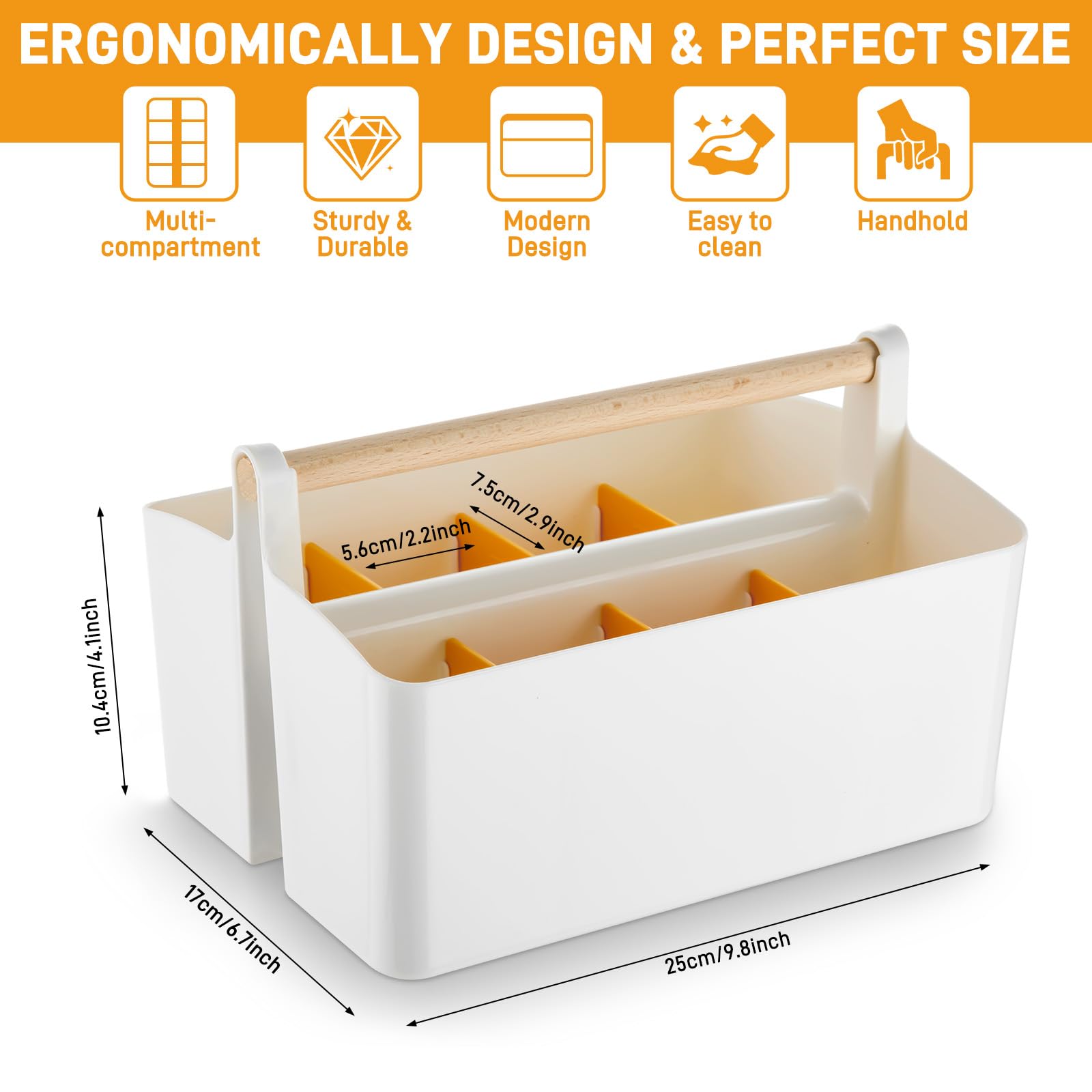 Osrioal Bathroom Organiser Storage, Bathroom Caddy with Handle, Toiletries Organiser for Toiletry Cosmetic Skincare Dresser (White) - Image 2