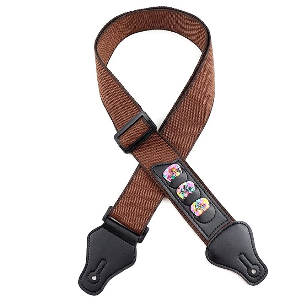 Multi-function Guitar Strap with 3 Pick Holders for Electric/Acoustic Guitar