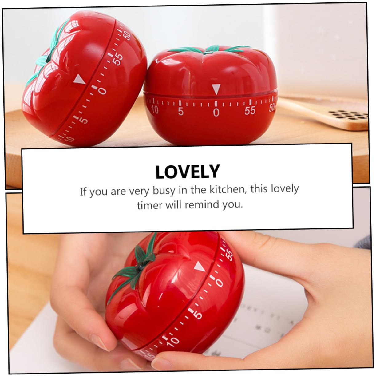 MAGICLULU Timer da Cucina Adorabile a Forma di Pomodori, Sveglia Meccanica in Pp Rosso, Set da 2 Pezzi, senza Batteria, per Cucina