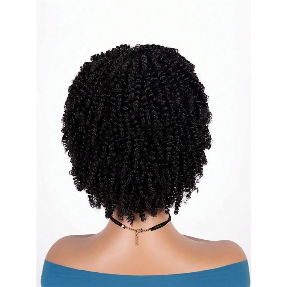 Szare peruki syntetyczne z grzywką dla kobiet, kręcone peruki afro do noszenia na co dzień, miękkie i naturalne (kolor czerwony)