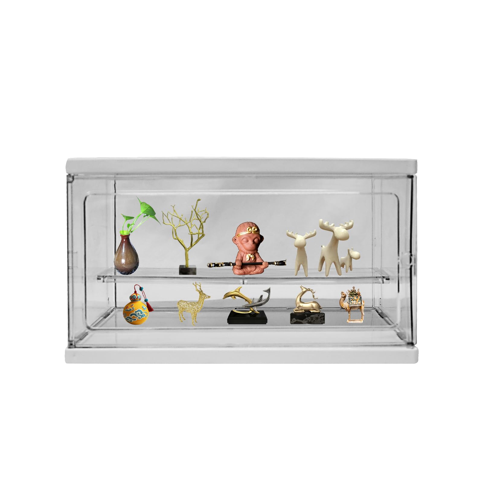 Acrylic Display Case with Sliding Door, Single-Tier Dustproof Showcase for Action Figures Collectibles, Desktop Organizer for Miniature Figurines Home Storage (Medium, 27x14x16cm)