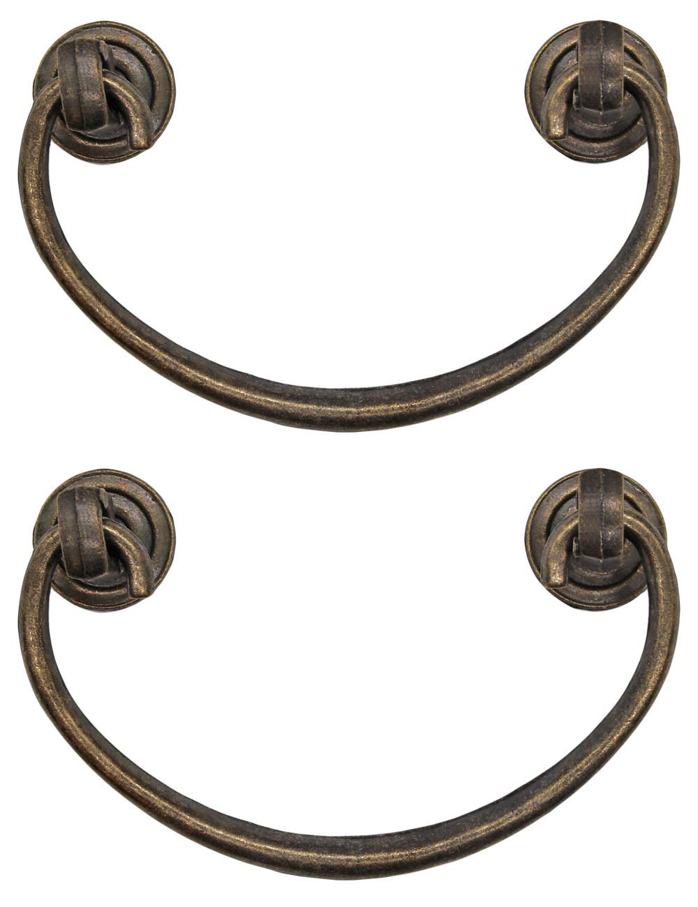 Fuxxer Bronze - Antique Brass Design Folding Furniture Handles - Set Of 2 For Drawers, Cupboards, Chest, Cabinets, Dressers - 95X41mm