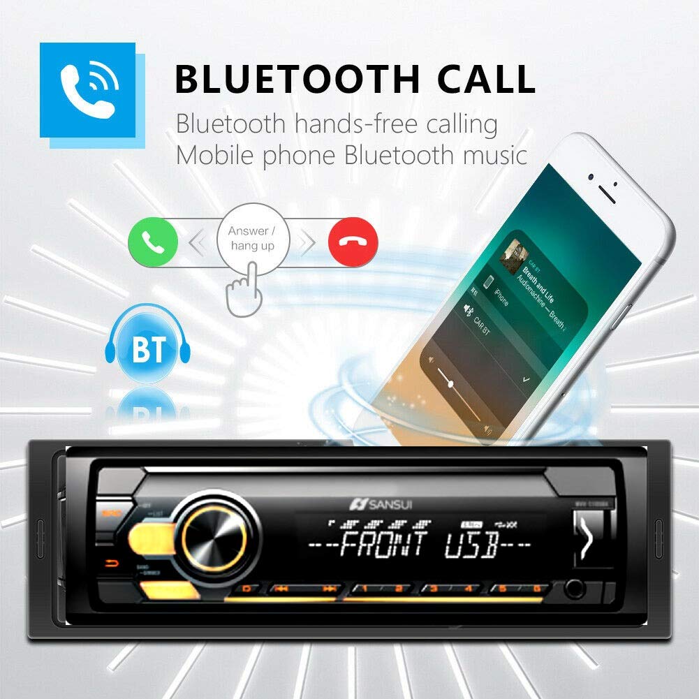 Sansui SQ-112 Single-DIN USB AUX in-Dash Radio Digital Bluetooth
