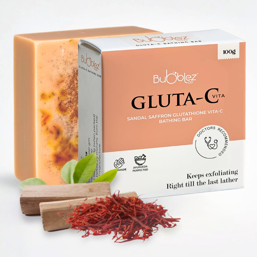 Buy Bubblez Cosmetics Glutathione Soap with Vitamin C, Sandalwood & Saffron | Brightens Skin, Reduces Pigmentation & Dark Spots | For Men & Women