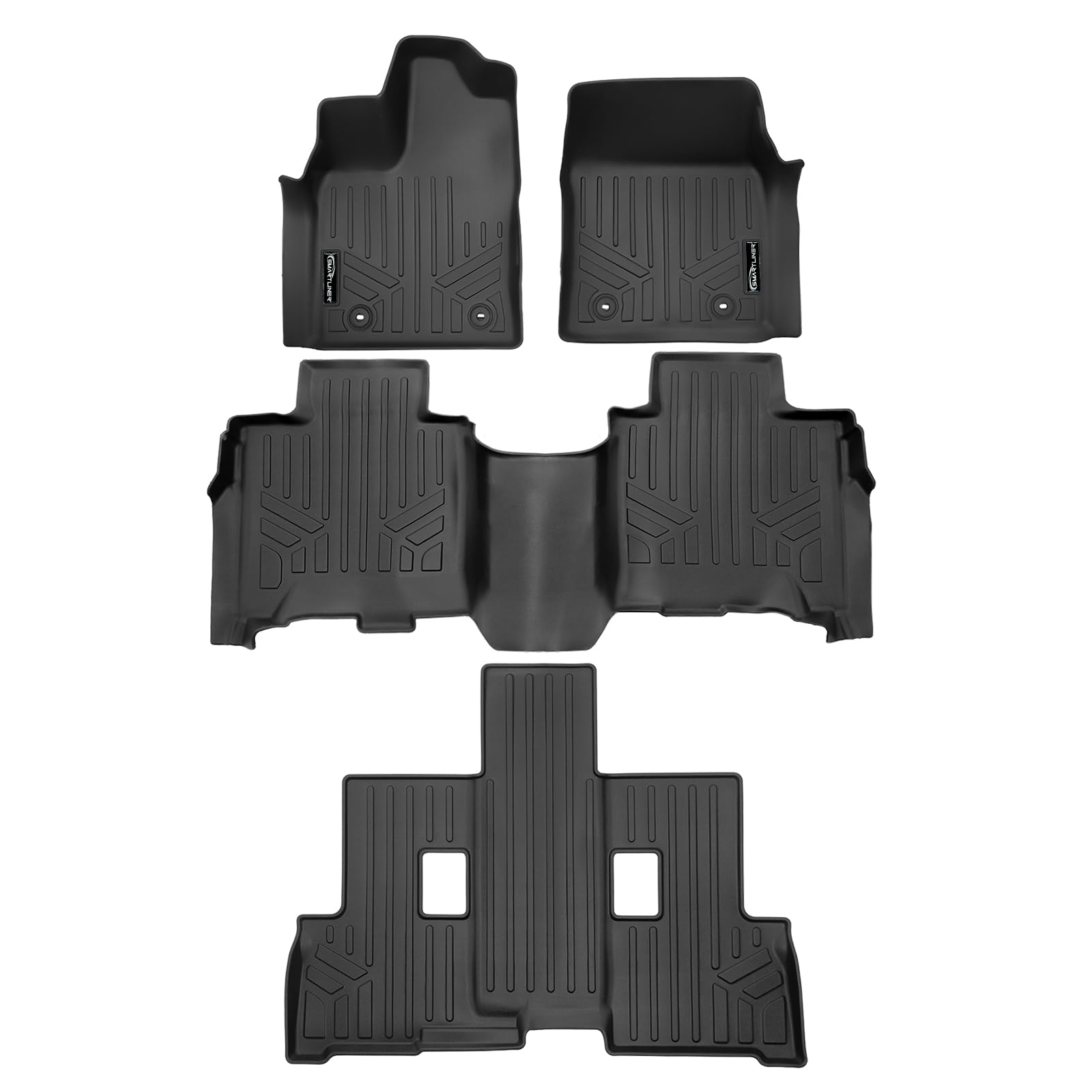 SMARTLINER Custom Fit All Weather Protection 3 Row Floor Mat Liner Set Compatible with 2023-2025 Toyota Sequoia