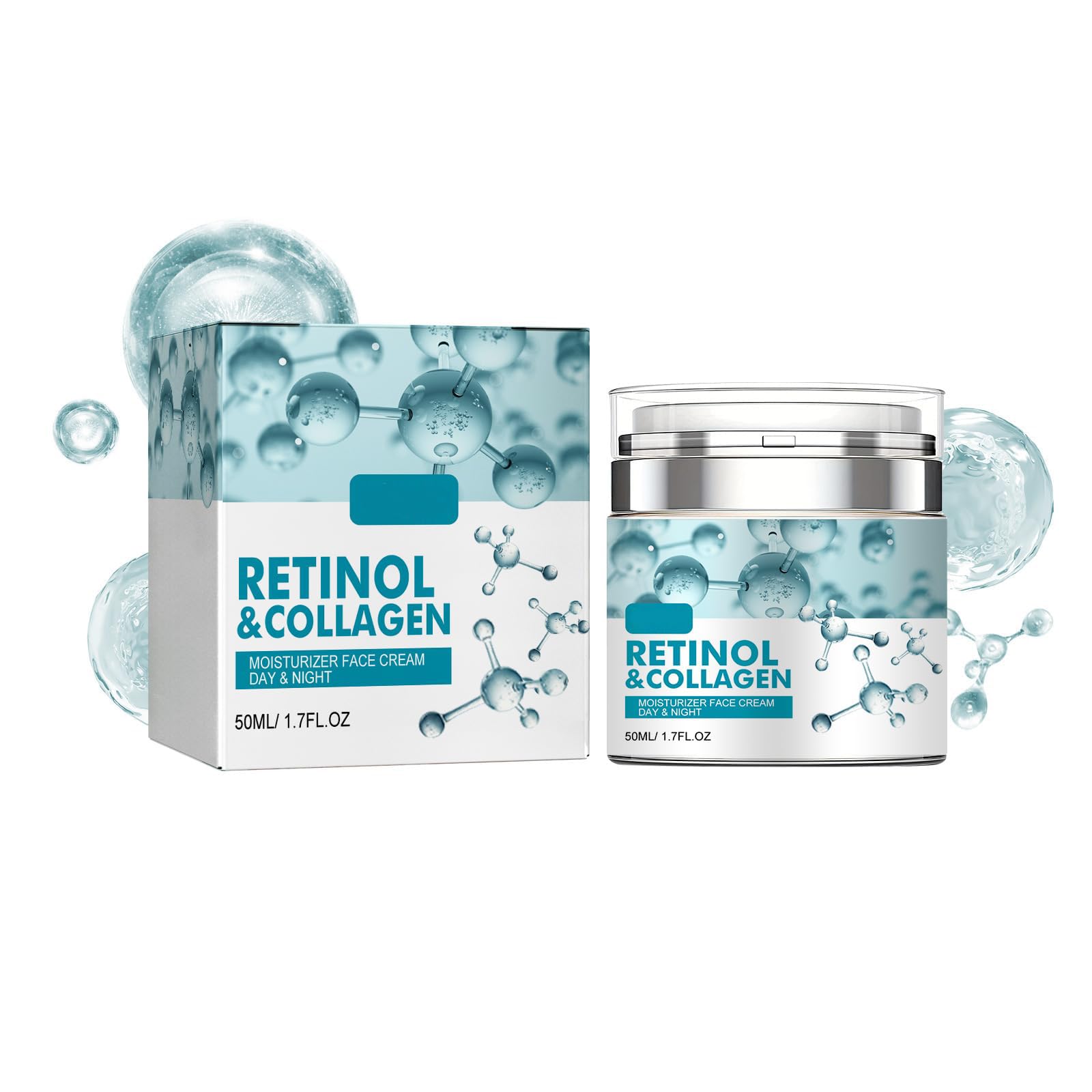 KASTWAVE Retinol Cream for Face, Facial Moisturizer with Collagen and Hyaluronic Acid, Anti Aging Cream for Lifting Skin, Day & Night Face Cream Diminishes Wrinkles, Fine Lines, and Dryness