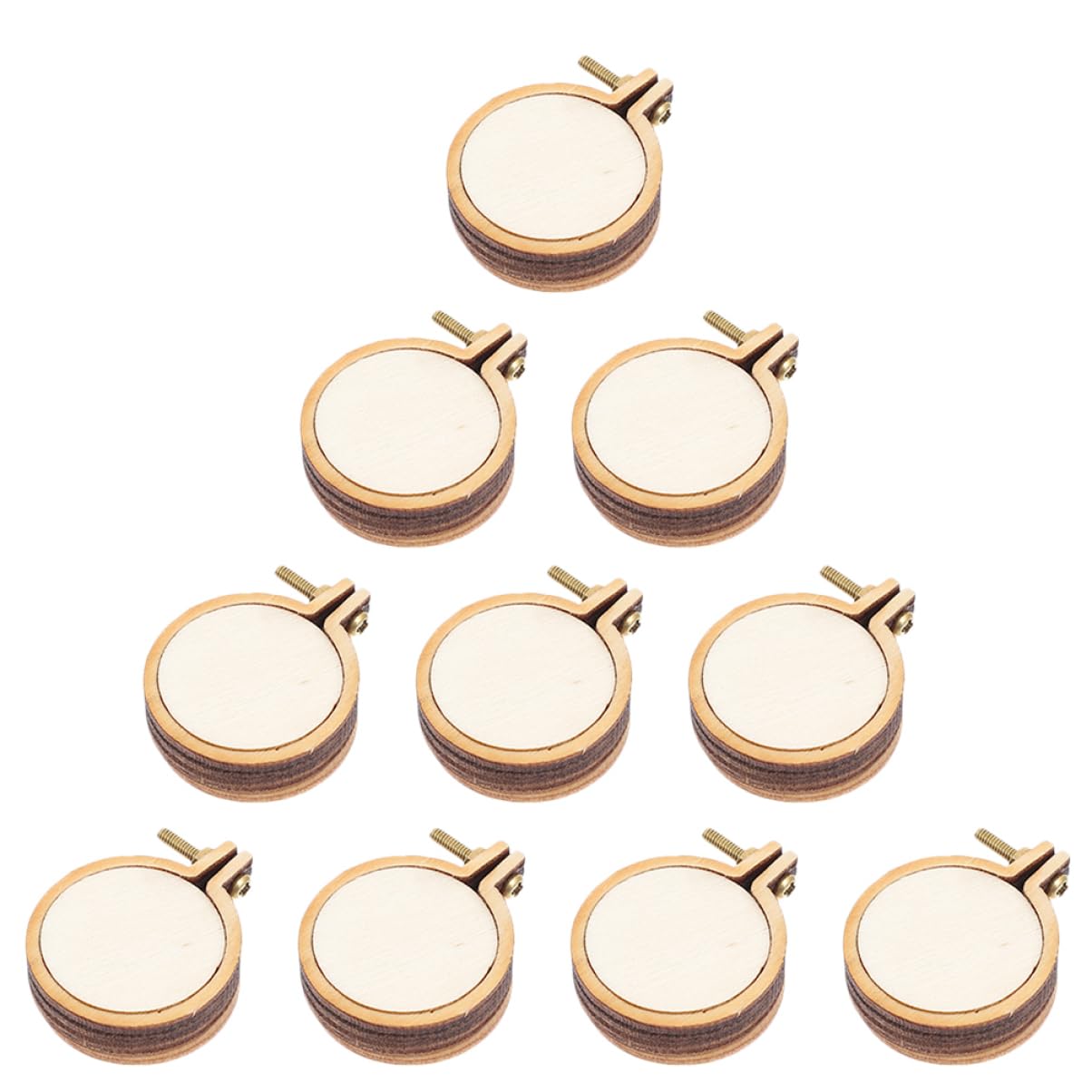 AUTSUPPL Miniature Embroidery Hoops Set 10pcs Wood Cross Stitch Hoops Tiny Embroidery Hoop Pendants for Handmade Crafts