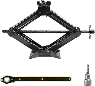 2 Ton Heavy-Duty Scissor Jack Car Lift - Labour-Saving Ratchet Handle & Electric Drill Compatible, Thickened Steel Plate Construction for Cars/SUVs/MPVs, Emergency Car Jack Kit with Lifting Wrench