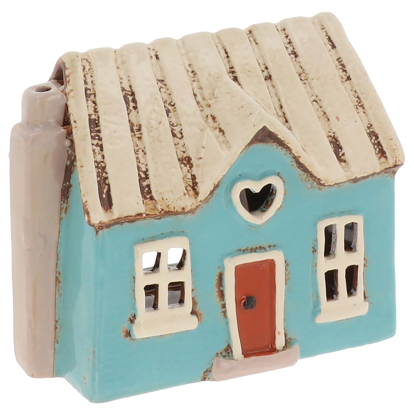 Shudehill Giftware Village Pottery Heart House Tealight Holder, Ceramic, Cottage Style Decoration, Dormer Heart House