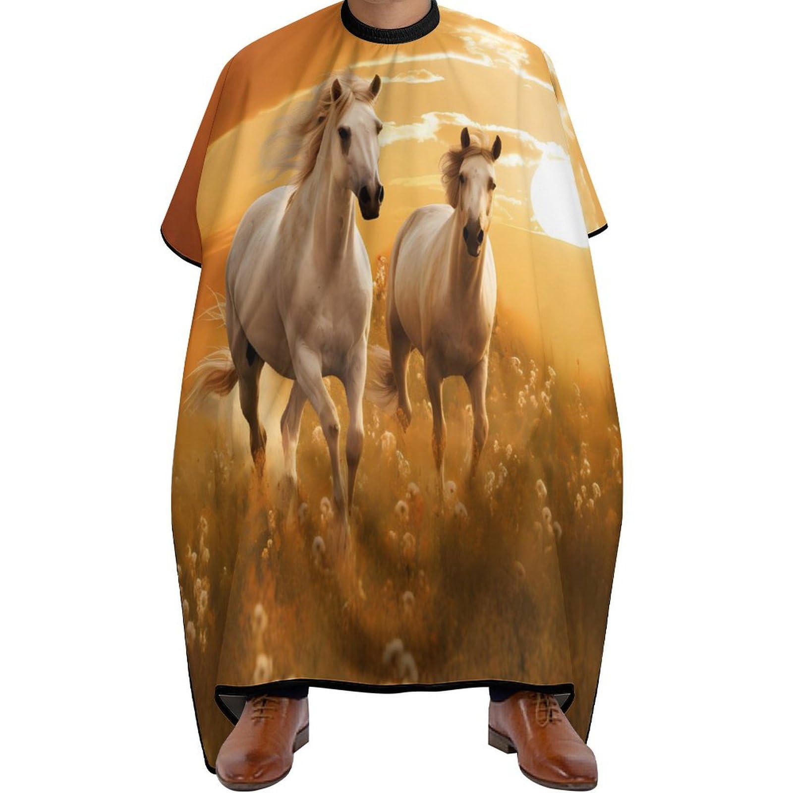 Running Horses Hair Cutting Cape for Men Women Waterproof Barber Cape Adjustable Salon Haircut Capes