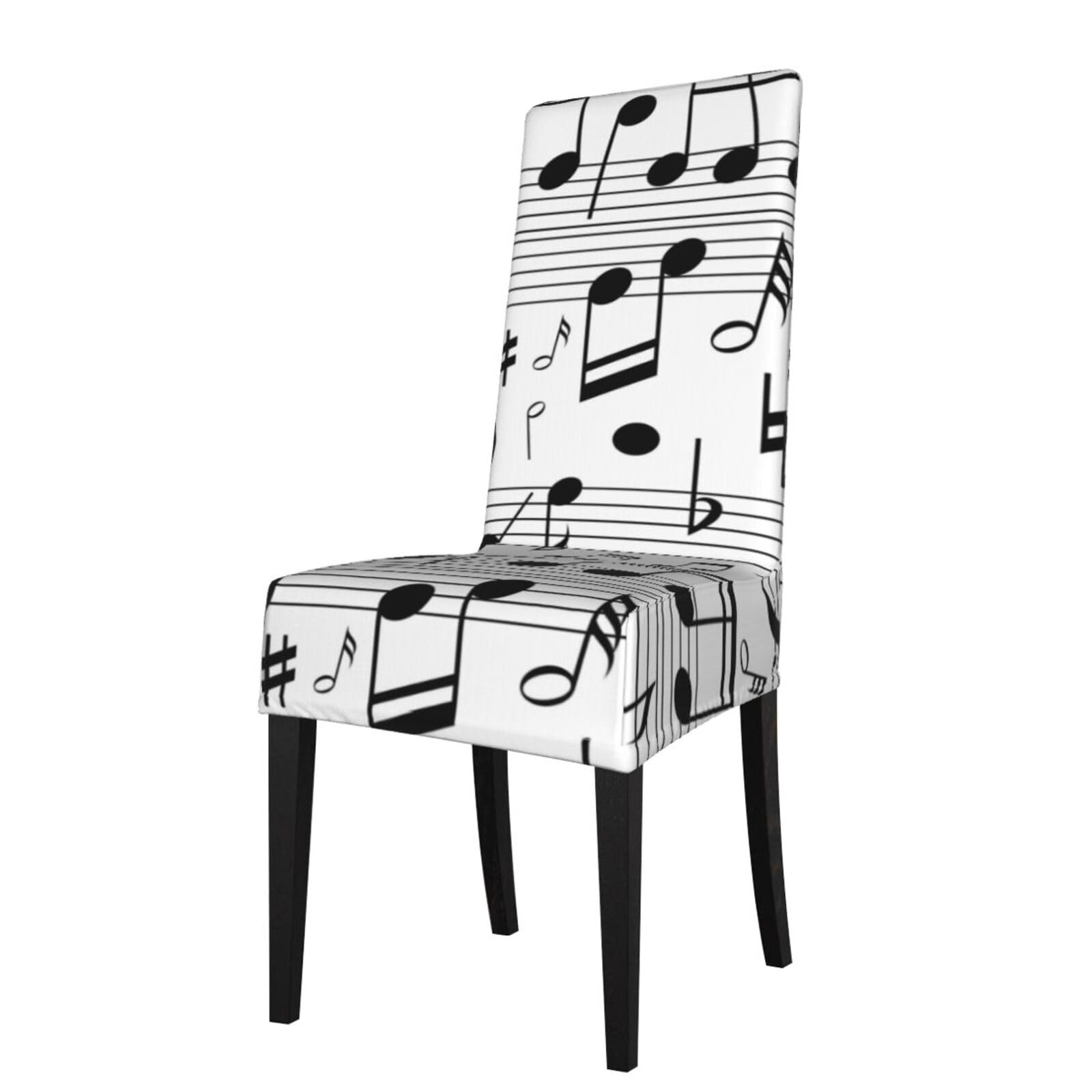LKYMOH Black Music Notes Scales, Chair Covers Stretch Chair Slipcovers for Dining Room, for Party Pet Protection Universal Fit Soft Polyester