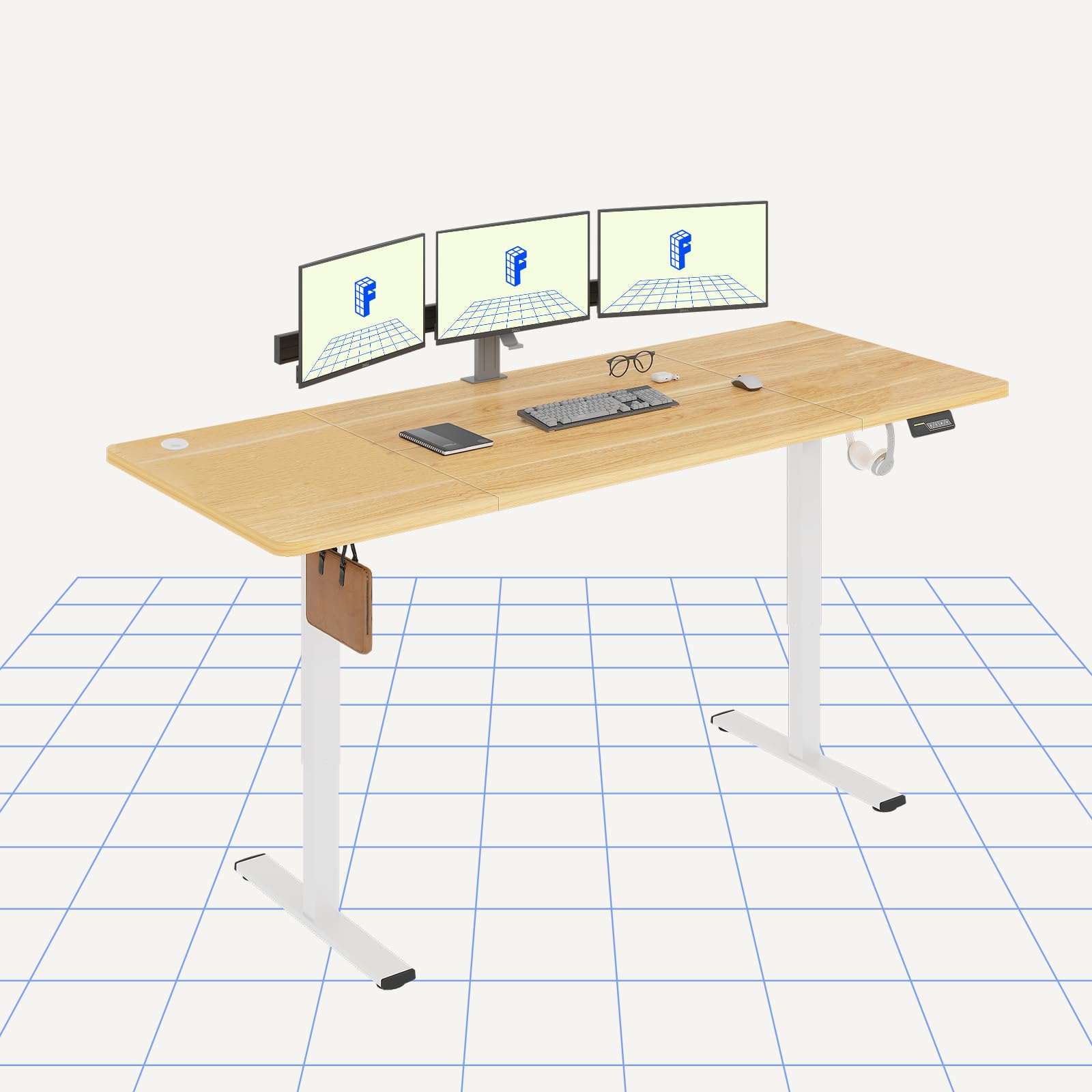 FlexiSpot Scrivania elettrica regolabile in altezza, 200 x 80 cm, controllo manuale con memoria, rialzabile per computer, ufficio e casa (acero)