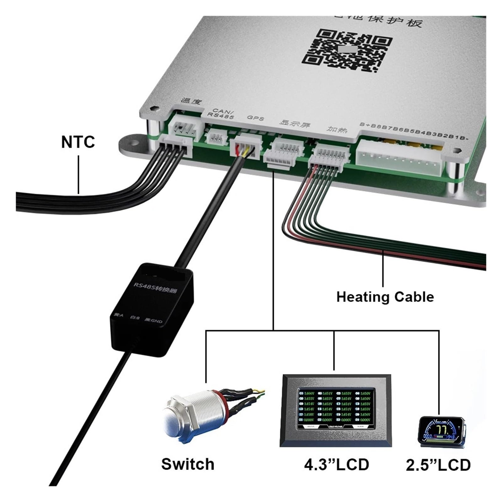 Akumulator LiFePo4 3S ~ 8S 8S 24V 200A z aktywnym wyważeniem 1A 2A Can RS485 NTC(B1A8S10P)