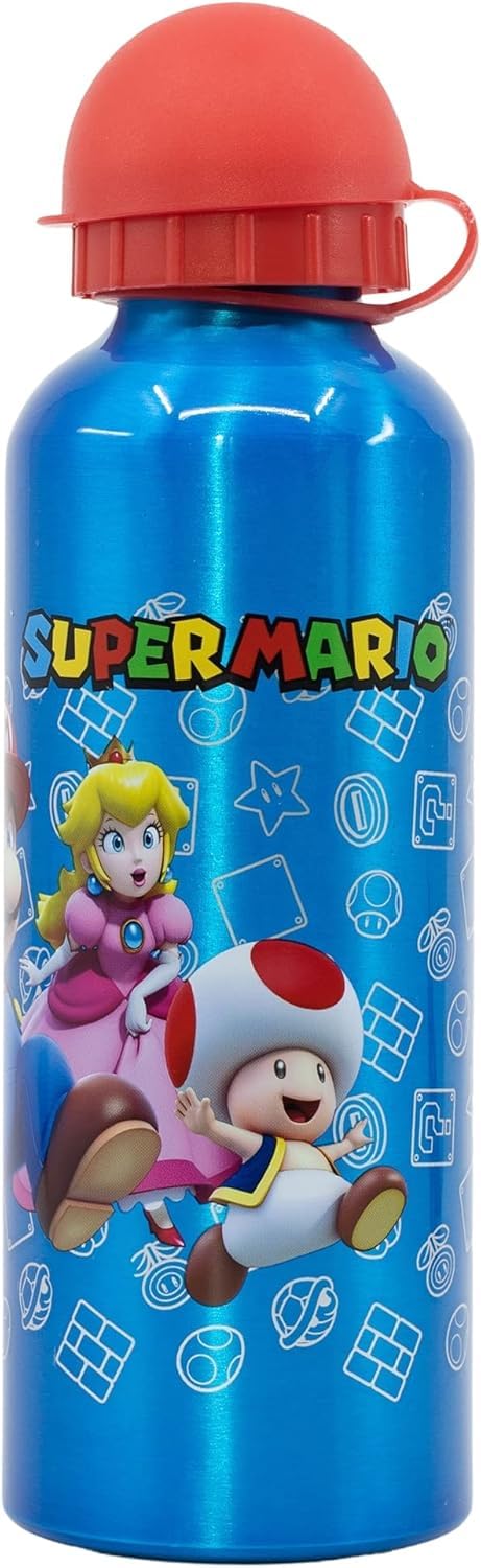 Srv Hub Super Mario 18Oz Water Bottle 530Ml Reusable Water Bottle Durable Aluminum Drink Lightweight Leakproof Kbt Disney Bottle, Travelling, Hiking, Camping | 21Cm