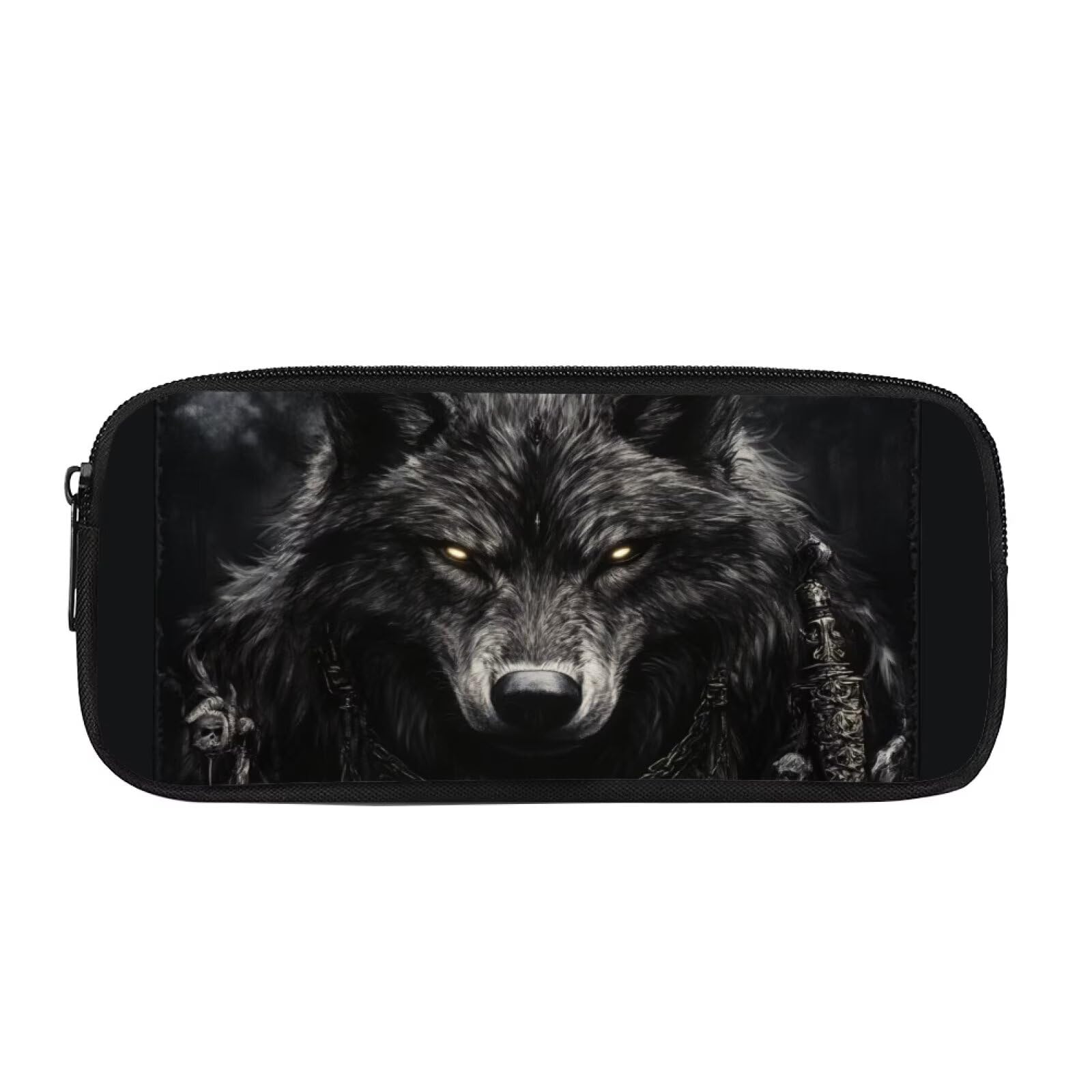 Dolyues Wolf-Themed Kids Pencil Case – Cool Zipper Pen Pouch with Large Storage, Durable Polyester School Organizer for Boys & Girls, Travel & College Essentials