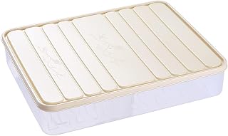 Stackable Dumpling Storage Solution Food Container Box Large Capacity Refrigerator Organizer Transparent for Home Apricot S