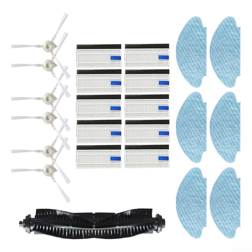 22Pcs Filter Brushes Mopping Pad Kit for Te*f*a l X-plorer Serie 75 Total Care RG7687 RG7687WH Vacuum Cleaner Vacuum Replacement Parts (10 Filter, 6 Side Brushes, 5 Mopping Pad, 1Main Roller Brush)